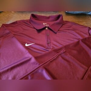Nike Maroon Long Sleeve Dri-Fit Polo. Sz XXL